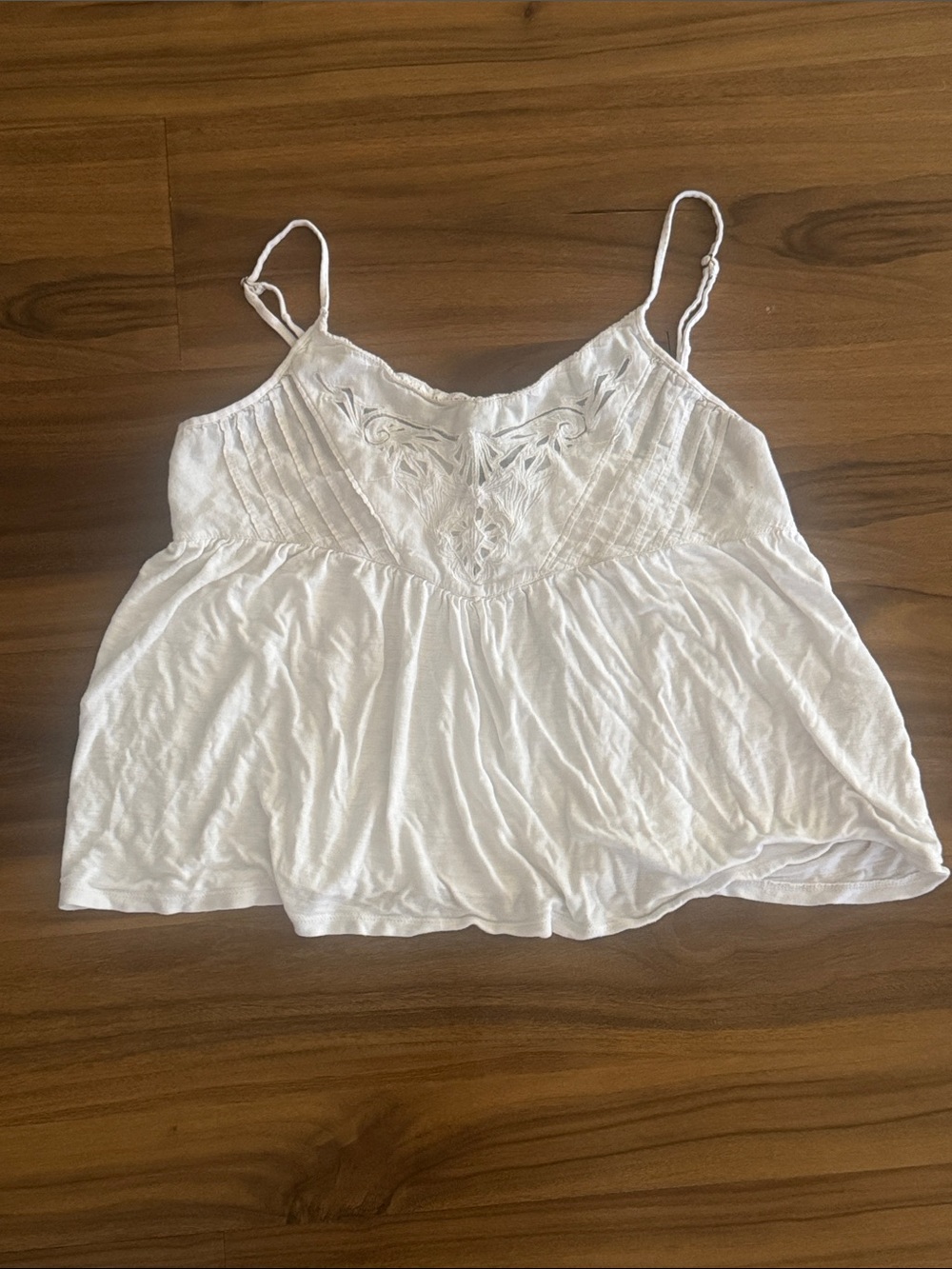 Forever 21 White Embroidered Spaghetti Strap Camisole Top